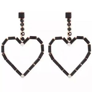 (NEW) HEART Earrings with Crystals Gold Color